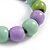 Chunky Wooden Bead  Flex Bracelet Lilac/Mint/Lime Green - M/ L - view 4
