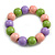 Chunky Wooden Bead  Flex Bracelet Pink/Lilac/Lime Green - M/ L - view 4
