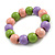 Chunky Wooden Bead  Flex Bracelet Pink/Lilac/Lime Green - M/ L - view 2