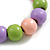 Chunky Wooden Bead  Flex Bracelet Pink/Lilac/Lime Green - M/ L - view 5