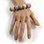 Chunky Wooden Bead  Flex Bracelet Pink/Lilac/Lime Green - M/ L - view 3