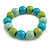 Chunky Wooden Bead  Flex Bracelet Turquoise/Mint/Lime Green - M/ L