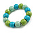 Chunky Wooden Bead  Flex Bracelet Turquoise/Mint/Lime Green - M/ L - view 2