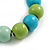 Chunky Wooden Bead  Flex Bracelet Turquoise/Mint/Lime Green - M/ L - view 4