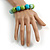 Chunky Wooden Bead  Flex Bracelet Turquoise/Mint/Lime Green - M/ L - view 3