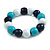 Chunky Wooden Bead  Flex Bracelet Turquoise/White/Dark Blue - M/ L - view 4