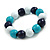 Chunky Wooden Bead  Flex Bracelet Turquoise/White/Dark Blue - M/ L - view 2