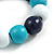 Chunky Wooden Bead  Flex Bracelet Turquoise/White/Dark Blue - M/ L - view 5
