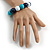Chunky Wooden Bead  Flex Bracelet Turquoise/White/Dark Blue - M/ L - view 3