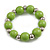 Lime Green Painted Wood and Silver Acrylic Bead Flex Bracelet - Medium - view 2
