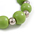 Lime Green Painted Wood and Silver Acrylic Bead Flex Bracelet - Medium - view 4