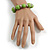 Lime Green Painted Wood and Silver Acrylic Bead Flex Bracelet - Medium - view 5