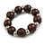 Brown Painted Wood and Silver Acrylic Bead Flex Bracelet - Medium - view 2