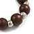 Brown Painted Wood and Silver Acrylic Bead Flex Bracelet - Medium - view 4
