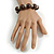 Brown Painted Wood and Silver Acrylic Bead Flex Bracelet - Medium - view 3