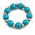 Turquoise Painted Wood and Silver Acrylic Bead Flex Bracelet - Medium - view 4