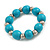 Turquoise Painted Wood and Silver Acrylic Bead Flex Bracelet - Medium - view 2