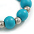Turquoise Painted Wood and Silver Acrylic Bead Flex Bracelet - Medium - view 5