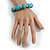 Turquoise Painted Wood and Silver Acrylic Bead Flex Bracelet - Medium - view 3