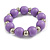 Lilac Purple Painted Wood and Silver Acrylic Bead Flex Bracelet - Medium - view 2