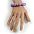 Lilac Purple Painted Wood and Silver Acrylic Bead Flex Bracelet - Medium - view 3