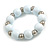White Painted Wood and Silver Acrylic Bead Flex Bracelet - Medium - view 2