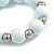 White Painted Wood and Silver Acrylic Bead Flex Bracelet - Medium - view 4