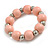 Pastel Pink Painted Wood and Silver Acrylic Bead Flex Bracelet - Medium - view 2