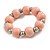 Pastel Pink Painted Wood and Silver Acrylic Bead Flex Bracelet - Medium - view 4