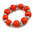 Orange Painted Wood and Silver Acrylic Bead Flex Bracelet - Medium - view 3