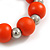 Orange Painted Wood and Silver Acrylic Bead Flex Bracelet - Medium - view 4