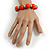 Orange Painted Wood and Silver Acrylic Bead Flex Bracelet - Medium - view 5