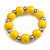 Yellow Painted Wood and Silver Acrylic Bead Flex Bracelet - Medium - view 2
