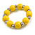 Yellow Painted Wood and Silver Acrylic Bead Flex Bracelet - Medium - view 3