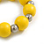 Yellow Painted Wood and Silver Acrylic Bead Flex Bracelet - Medium - view 4