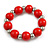 Red Painted Wood and Silver Acrylic Bead Flex Bracelet - Medium - view 2