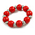 Red Painted Wood and Silver Acrylic Bead Flex Bracelet - Medium - view 4