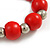 Red Painted Wood and Silver Acrylic Bead Flex Bracelet - Medium - view 5