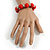 Red Painted Wood and Silver Acrylic Bead Flex Bracelet - Medium - view 3