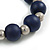 Dark Blue Painted Wood and Silver Acrylic Bead Flex Bracelet - Medium - view 5