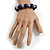 Dark Blue Painted Wood and Silver Acrylic Bead Flex Bracelet - Medium - view 3