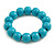 Turquoise Painted Round Bead Wood Flex Bracelet - M/L