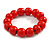 Red Painted Round Bead Wood Flex Bracelet - M/L