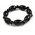 Black Oval/ Round Ceramic Beaded Flex Bracelet - Size M - view 2