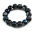 15mm Blue/White Round Ceramic Bead Flex Bracelet - Size S/M