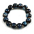 15mm Blue/White Round Ceramic Bead Flex Bracelet - Size S/M - view 4