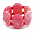 Wide Chunky Resin/ Wood Bead Flex Bracelet in Pink/ White - M/ L - view 4
