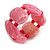 Wide Chunky Resin/ Wood Bead Flex Bracelet in Pink/ White - M/ L - view 2