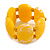Wide Chunky Resin/ Wood Bead Flex Bracelet in Yellow/ White - M/ L - view 5