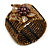 Bronze Brown Glass Bead Flex Cuff Bracelet with Shell Flower - M/ L - view 6